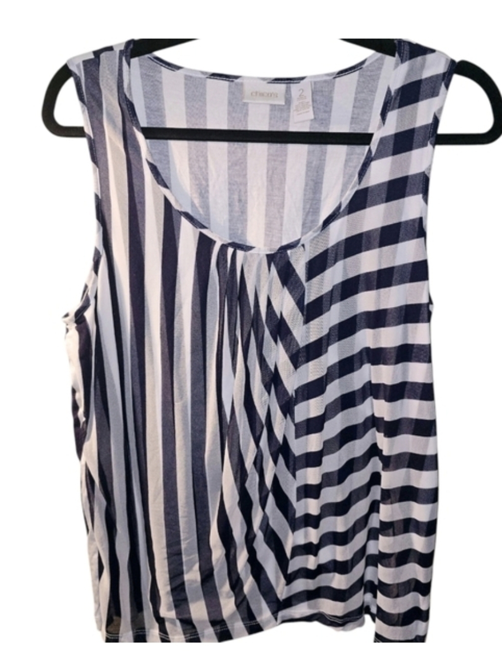 Chico's Sz. Large Black/white Stripe Tanktop